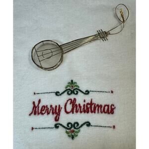 Vintage Capiz Shell Ornament BANJO Musical String Instrument 4-1/2" High